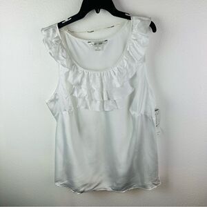 Peter‎ Nygard White Ruffle Tank Size 22 NWT